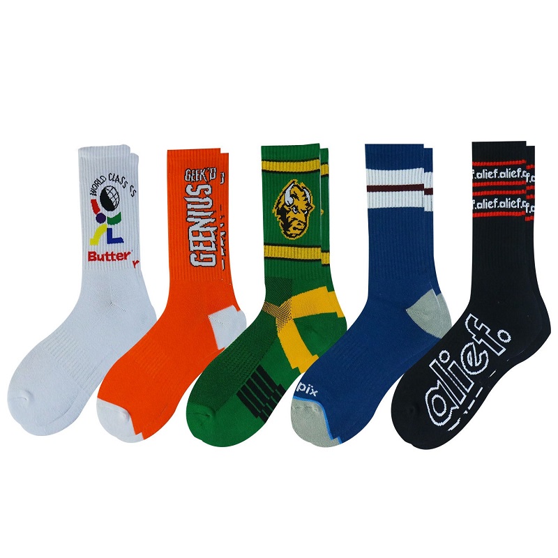 Jacquard Custom Logo Tube Socken Basketball Eliten Männer Crew Sport Radsportsocken