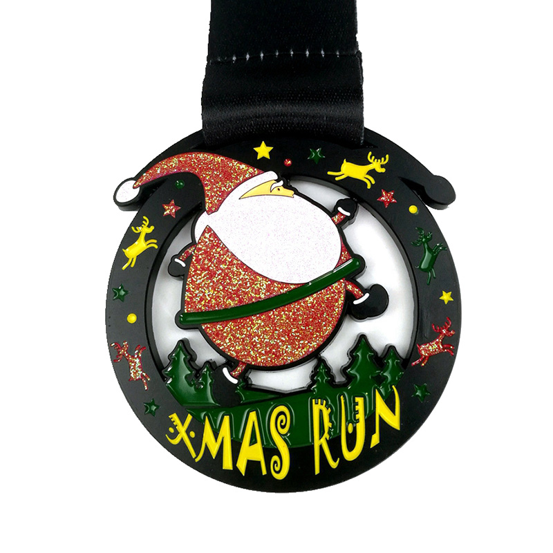 Santa Running Medaille Christian Medal Gift Metal Star Award