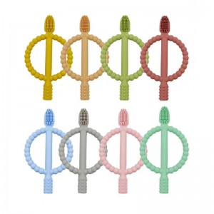 BPA -freie weiche sichere Zahnbürste Kauen Spielzeug Zahnbürste Baby Silikonzähte