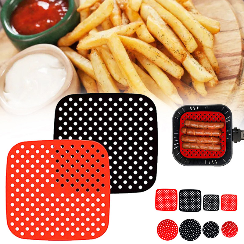 Wiederverwendbares Silikonluft-Fritteus-Liner mit Luftfritteusenmagnet-Memo-Board, einfache Clean Air Fryer Accessoires, Nicht-Stick, Luftfritteusenzubehör Pergament Ersatz