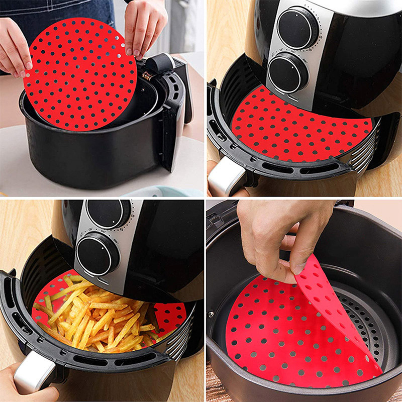 Wiederverwendbares Silikonluft-Fritteus-Liner mit Luftfritteusenmagnet-Memo-Board, einfache Clean Air Fryer Accessoires, Nicht-Stick, Luftfritteusenzubehör Pergament Ersatz