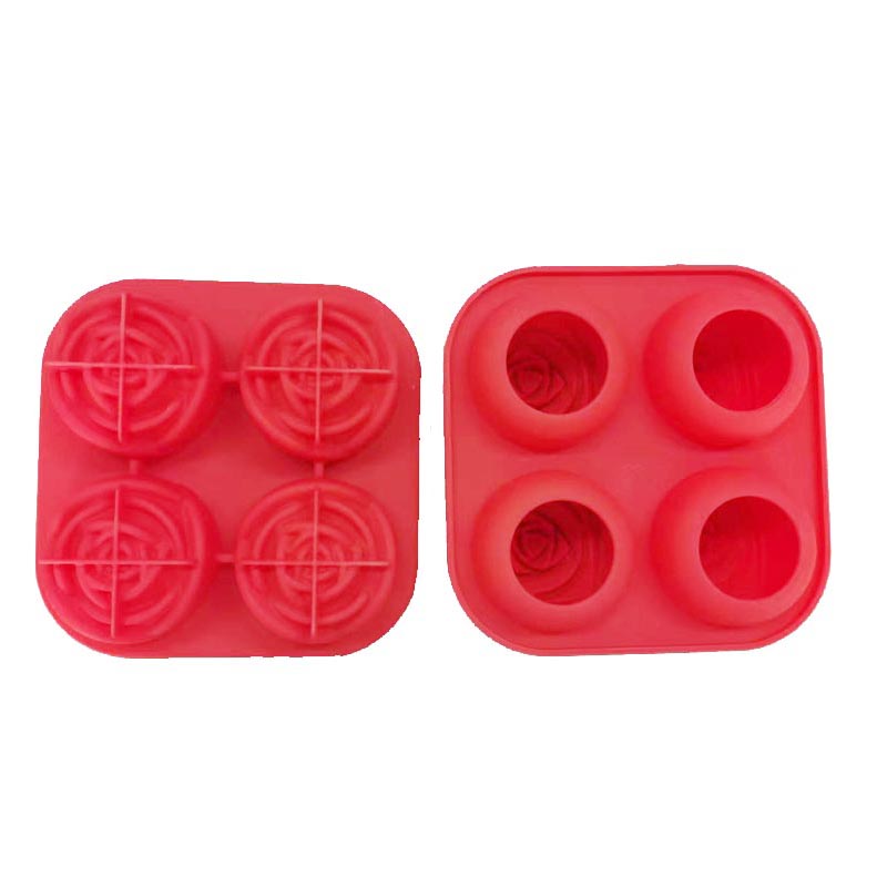 Silikon 3D Rose -Eisform großes Eiswürfelschale, 4niedliche blumförmige Eis, Silicon Gummi Spaß großer Eisballhersteller für Cocktailsaft Whisky Bourbon Gefrierschrank, Geschirrspüler, drei Farbe