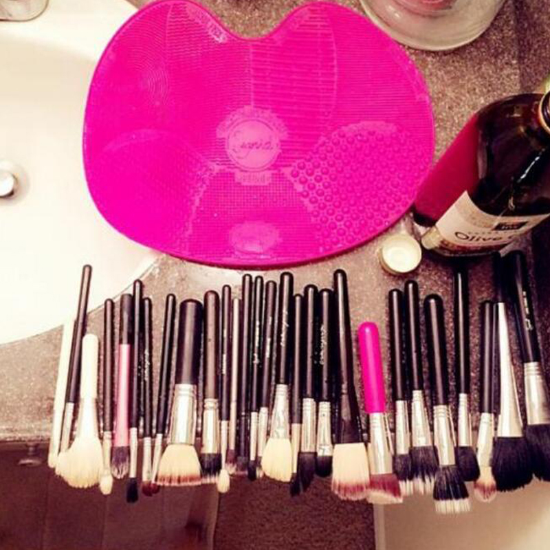 Silikon -Make -up -Bürstenreinigungskissen, Apfel -Make -up -Pinsel -Reinigungskissen Make -up -Reinigungskissen tragbare Waschwerkzeuge Reinigen Bürsten mit Saugnäpfeln