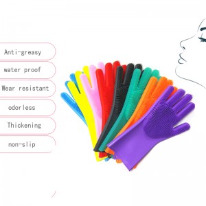 Wiederverwendbare Silikon -Geschirrhandschuhe, Spülenhandschalen mit Pinsel, Haushaltsküchenhandschuhe, Tierpflegermaterial