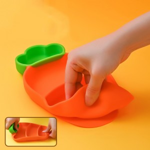 Radieschen Teller Silikon Kinder \\\\\\\\ s Bowl Saugnapfbecher Kinder \\\\\\\\ s Tablayware Baby Auxiliary Food Bowl -Kompartmentplatte