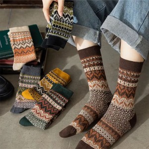 Unisex dicke Crew Winter Wollsocken Outdoor Wanderkissen Terry Socken Merinos Wolle Acryl Mode Socken