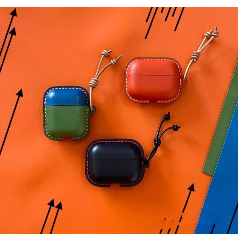 Neue Apple Airpods-Schutzhülle, All-in-One-handgefertigte Ledertasche, Bluetooth-Headset-Hülle, Anti-Kollision-Ledertasche