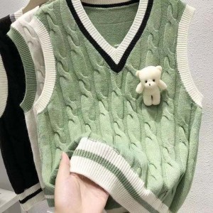 Gestrickte Weste Damen Frühling und Herbst Pullover