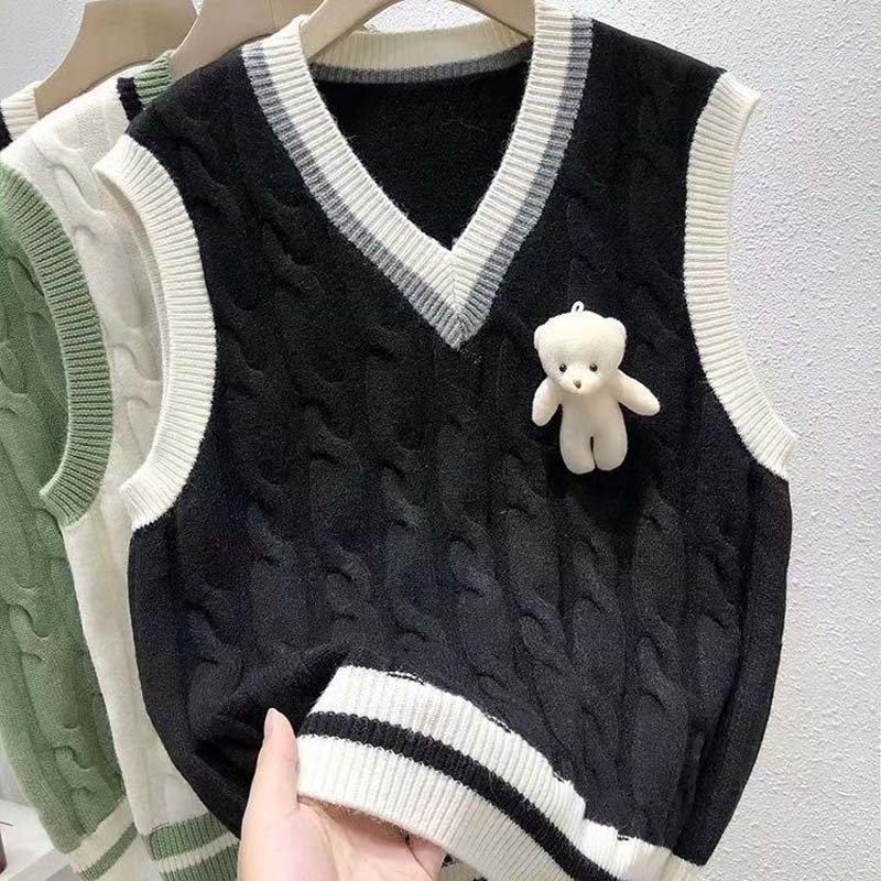 Gestrickte Weste Damen Frühling und Herbst Pullover