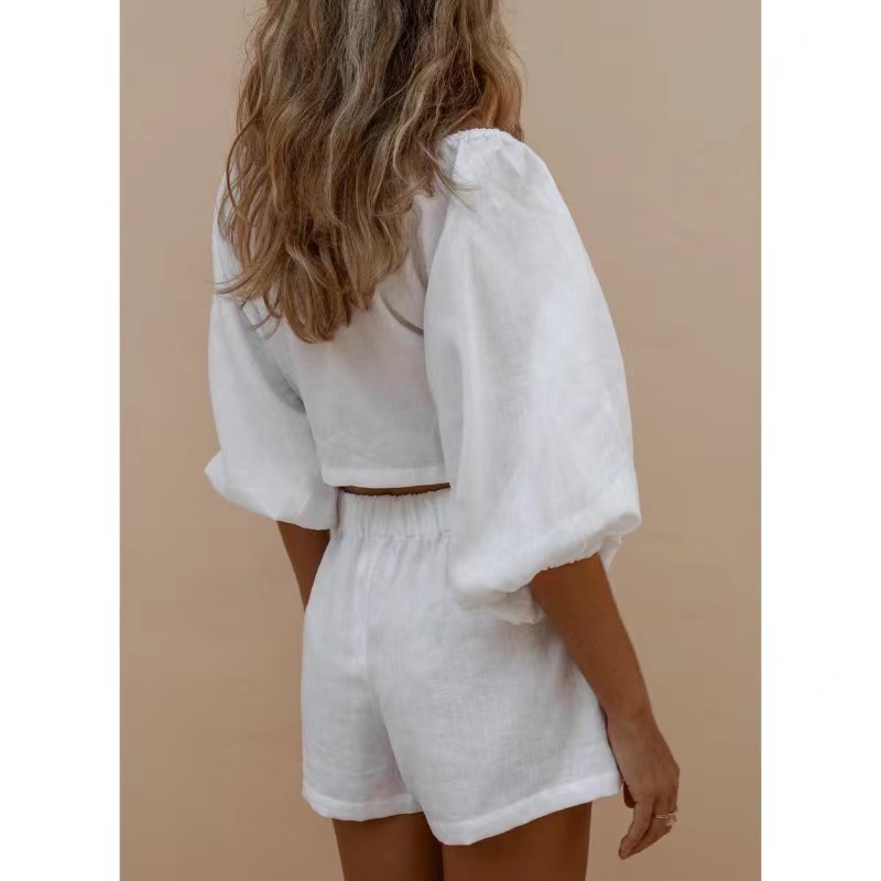 Frauen schnüren Top&Shorts Set