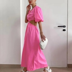 Sexy V-Ausck Lantern Kurzarm Kleid