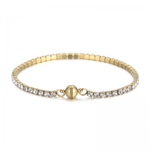 Europa und die United States Trend Titanium Stahlquadrat Zirkon in Windhand Ornamente Edelstahl Klauenstein Einreihe Diamant Frauen Magnet Schnalle Armband