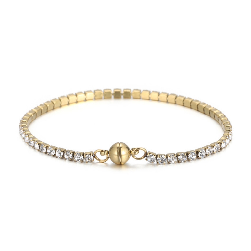 Europa und die United States Trend Titanium Stahlquadrat Zirkon in Windhand Ornamente Edelstahl Klauenstein Einreihe Diamant Frauen Magnet Schnalle Armband
