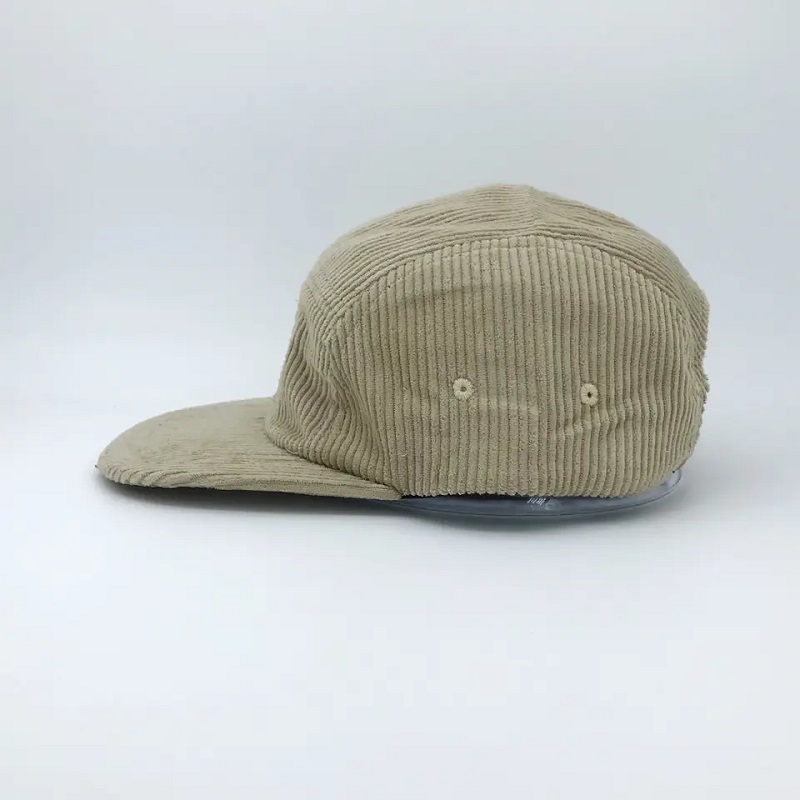 5 Panel unstrukturierter Corduroy Soft Snapback Cap mit Stoff -Sticklogo