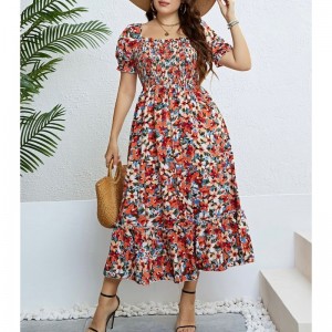 Plus Size Summer Fashion Print Women Kleid