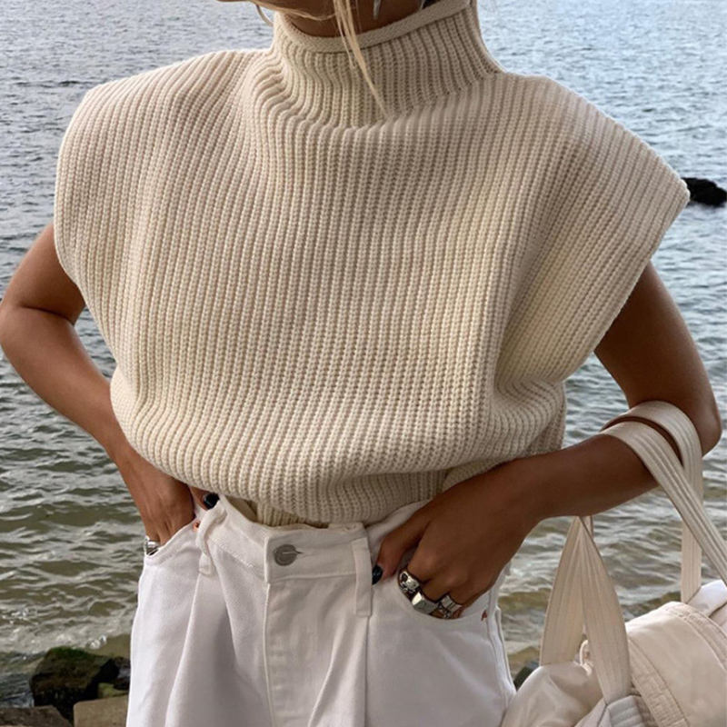 Sommer- und Herbst -modische ärmellose Weste Rollkragenpullover eleganter Erntepunkt