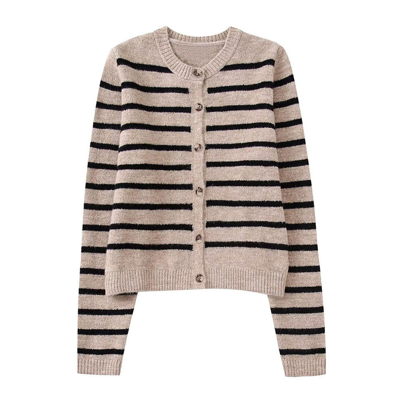Herbst New Mode Striped Strick Sweater Strickjacken Vintage Long Sleeve Button up weibliche Pullover
