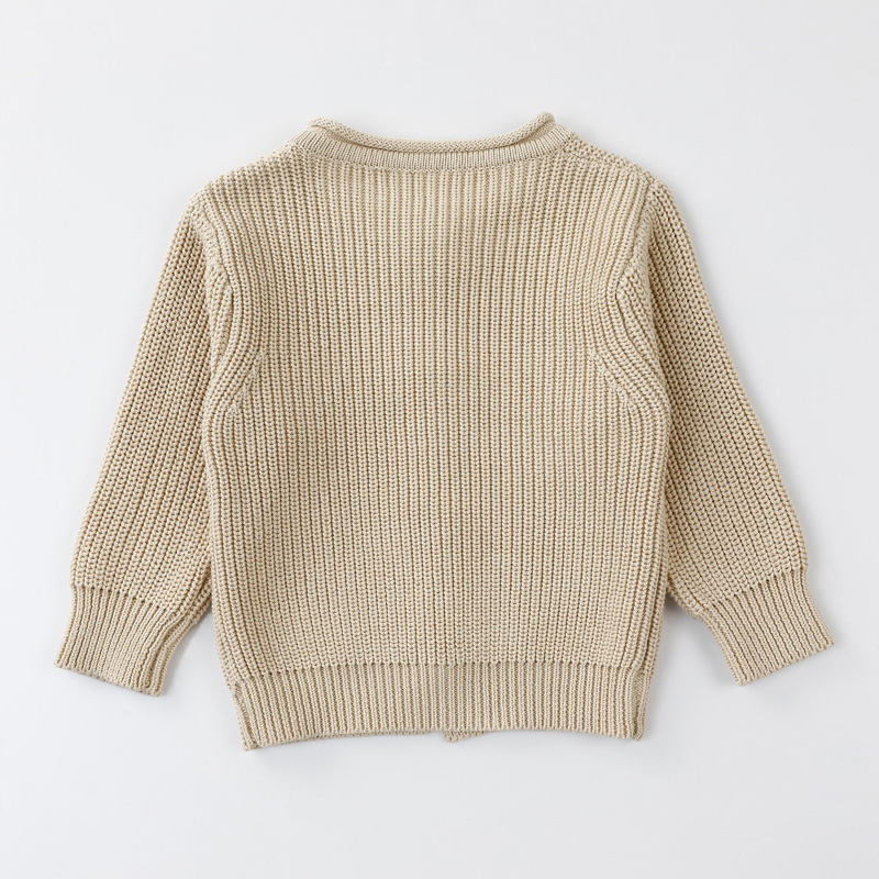 Kinder Pullover Kinder lässige Strickjacke mit soliden beigeneuen Kleidung