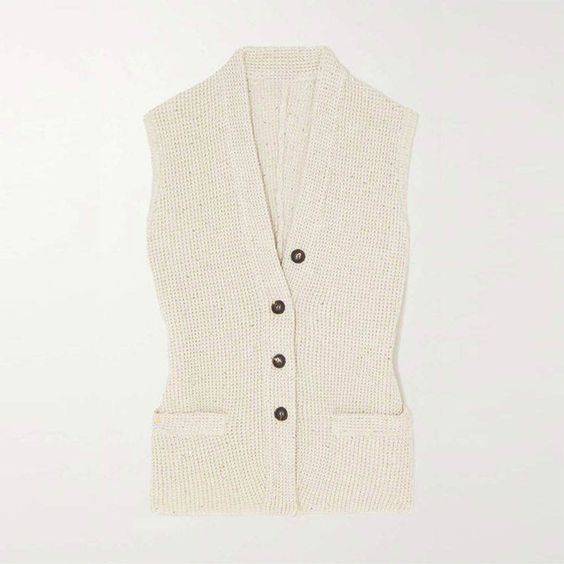 Strickwarenfabrik Custom 2023 Frauen Kleidung Sommerkleidung ärmellose Pullover Hals Pullover Strickpullover