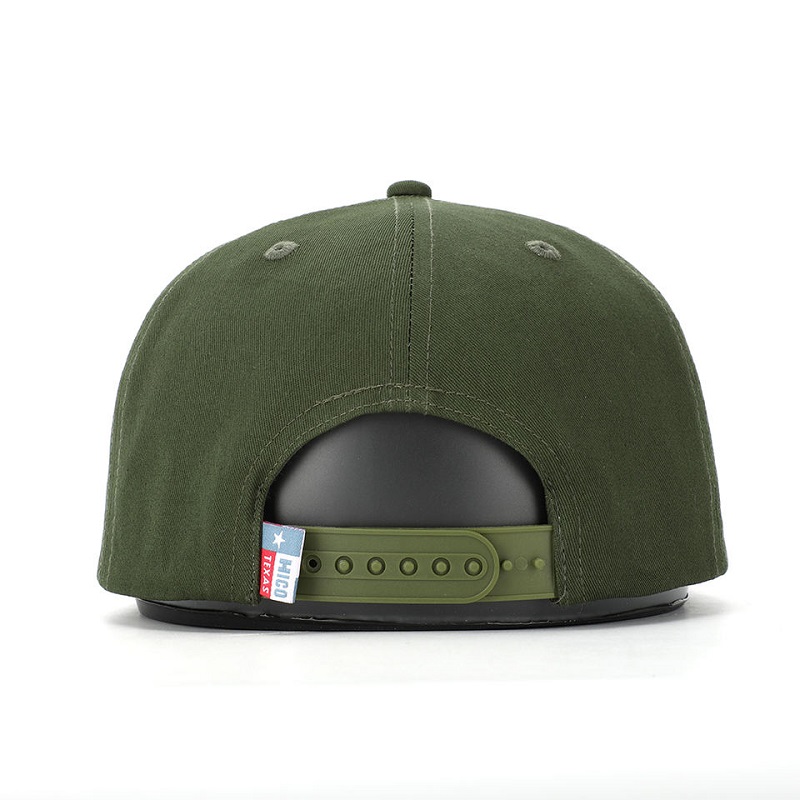 OEM Custom hochqualitativ hochwertige klassische 5 -Panel -Armee Grüne Baumwollsticke gewebtes Patch -Logo Seilschnapphut Hut
