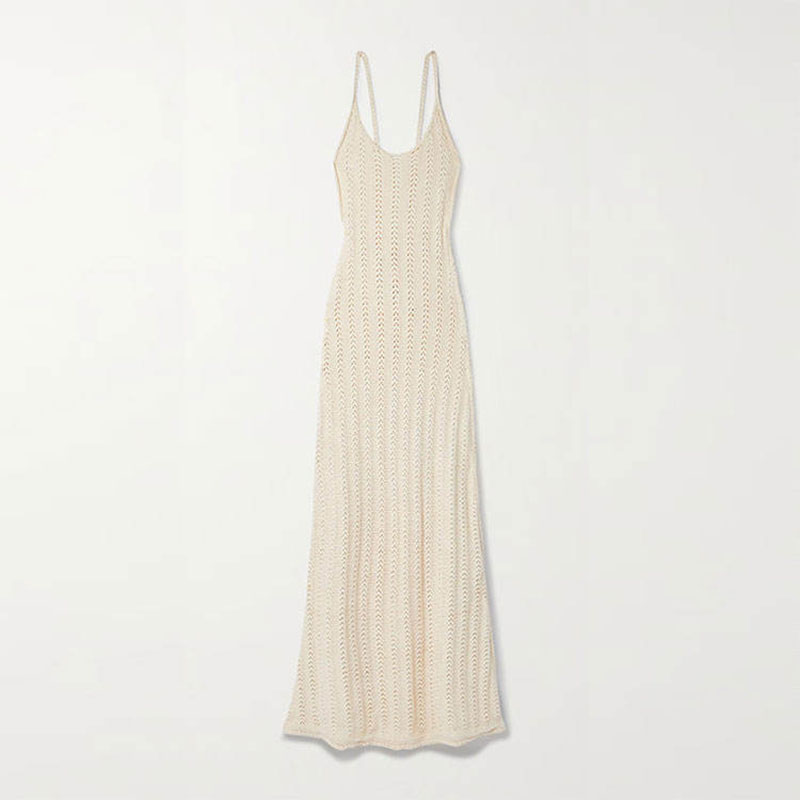 Strickwarenhersteller kundenspezifische runde Hals Schlinge höhle out Rückenless sexy Frauen Strickkleid gestrickt