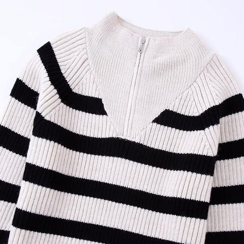 Herbst New Fashion Stripe Strick Sweater Vintage Langarm weibliche Pullovers Chic Tops