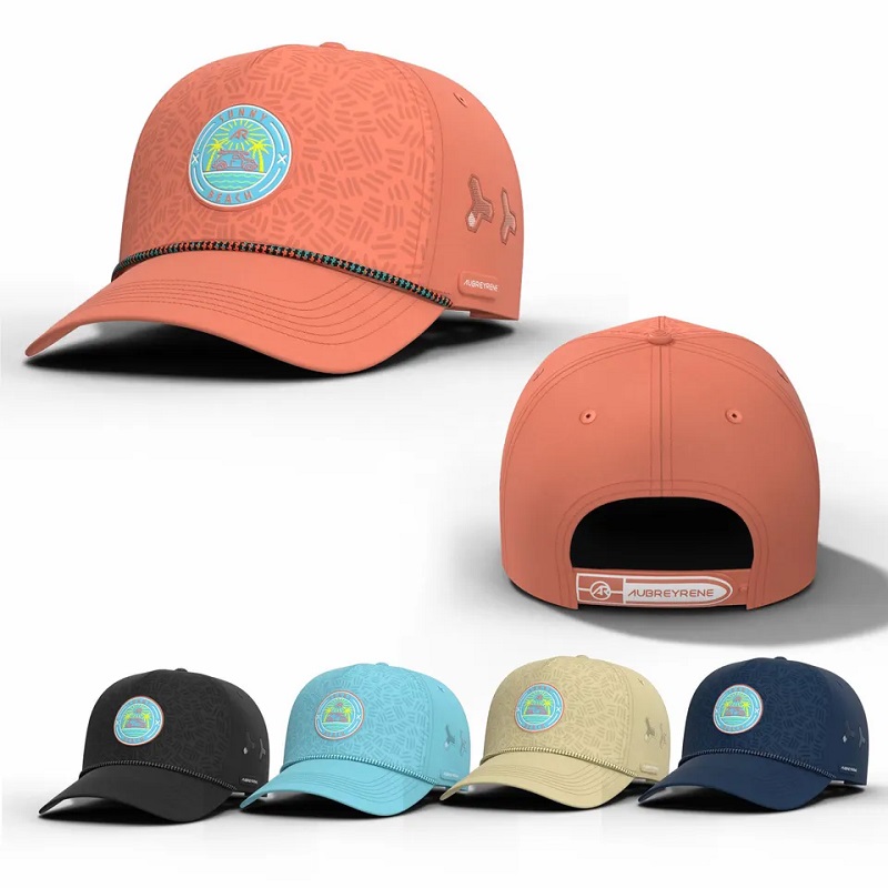 Fabrik Großhandel Custom hochwertiges wasserdichtes 5 Panel einstellbares Netz schneiden perforiertes Loch gedruckter Logo Baseballkappen Hut