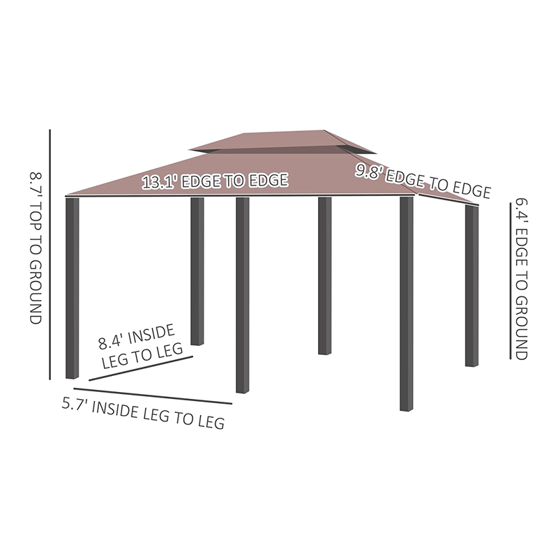 10 \\ 'x 13 \\' Outdoor Soft Top Pergola Pavillon mit Vorhängen, 2-stufiger Stahlrahmen Pavillon für Terrasse, Khaki