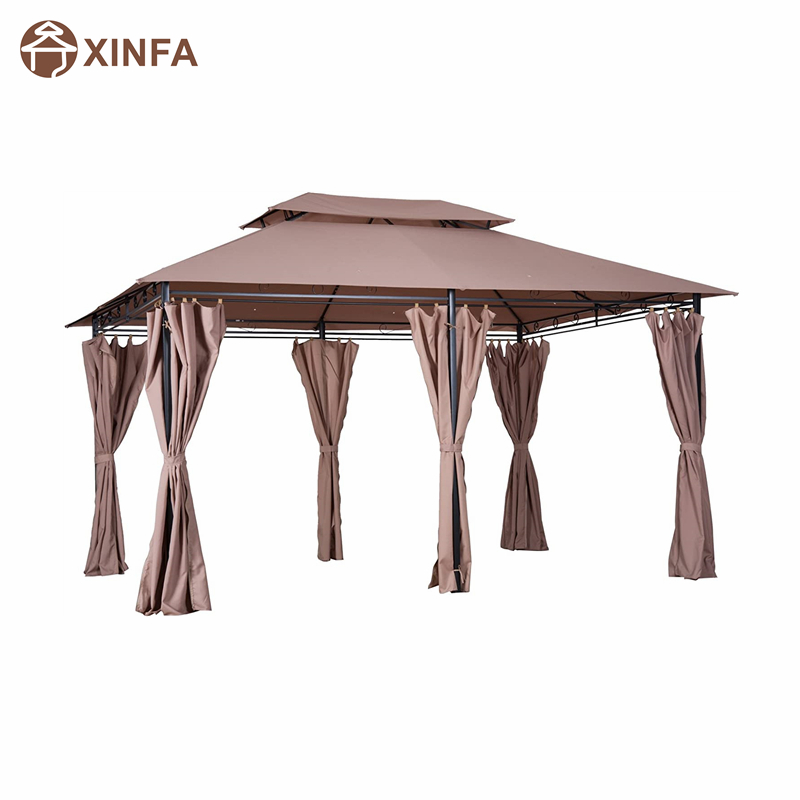 10 \\ 'x 13 \\' Outdoor Soft Top Pergola Pavillon mit Vorhängen, 2-stufiger Stahlrahmen Pavillon für Terrasse, Khaki