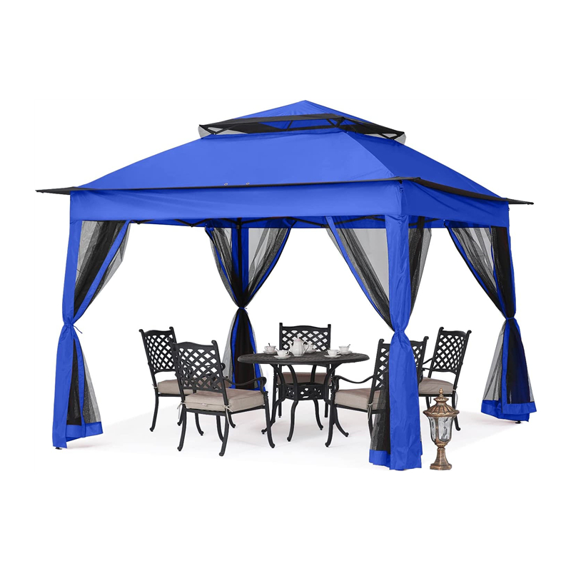 Gartenbedarf Pergola Aluminium Außenpavillon Outdoor -Aktivität mit Moskitonetz, blau