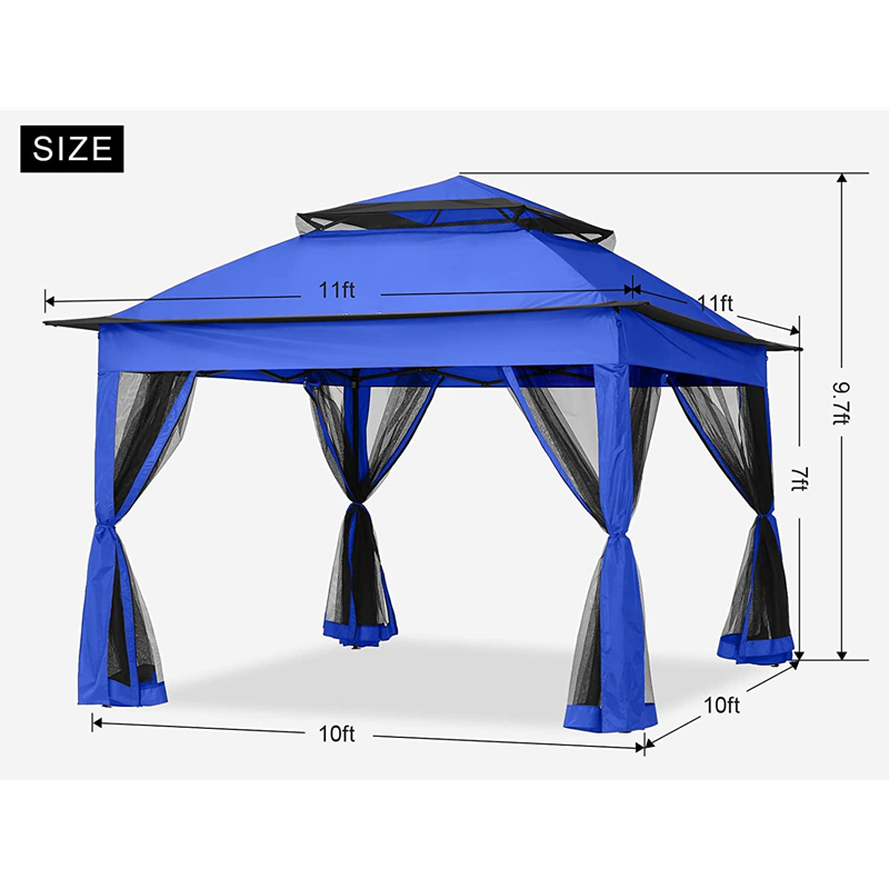 Gartenbedarf Pergola Aluminium Außenpavillon Outdoor -Aktivität mit Moskitonetz, blau