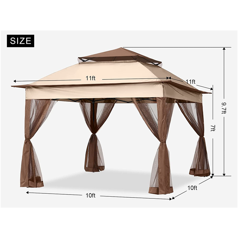 Gartenbedarf Pergola Aluminium Außenpavillon Outdoor -Aktivität mit Moskitonetz, hellbraun