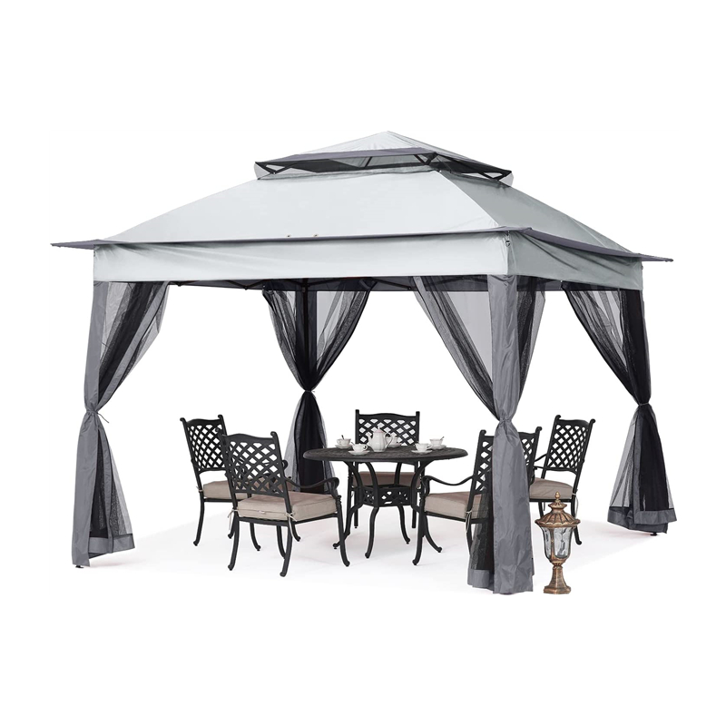 Gartenbedarf Pergola Aluminium Außenpavillon Outdoor -Aktivität mit Moskitonetz, Grau