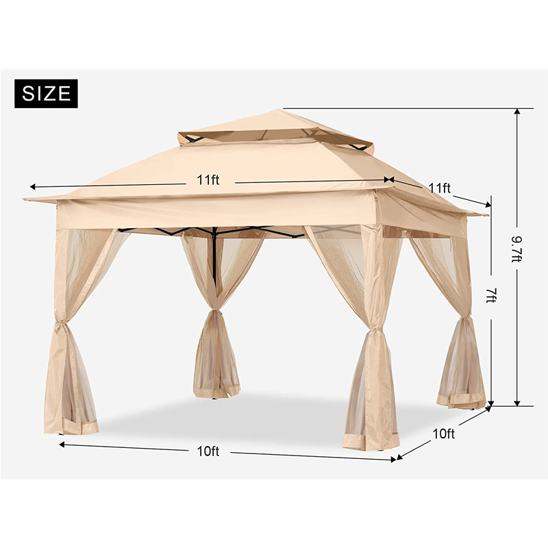 Gartenbedarf Pergola Aluminium Außenpavillon Outdoor -Aktivität mit Mückennetz, hellgelb