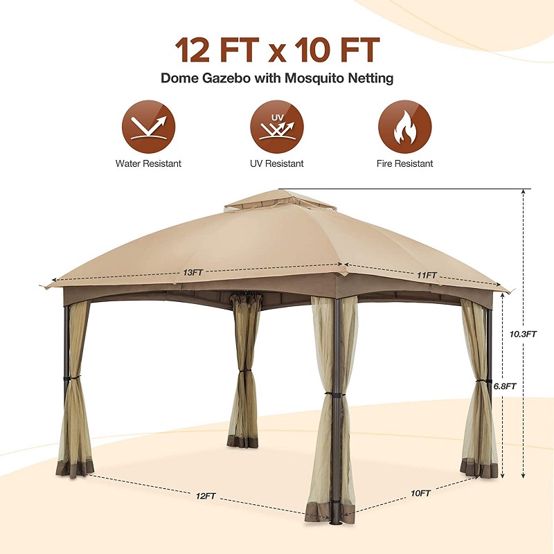 10x 12 Patio Dome Gavebo W/mosquito Netting, zweistufige Lüftungspopie für Gartengarten Rasen