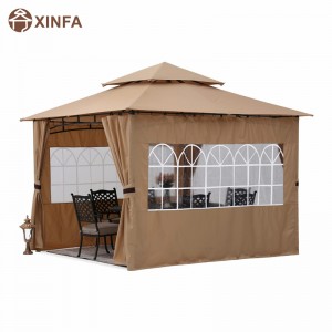 10\'x10 \'Outdoor Pavillebo für Terrasse mit Seitenwänden in Kirchenfenster, braun