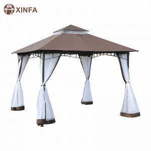 10 \\\\ \'x 10 \\\\\' Outdoor-Terrassenpavillon-Pavillon-Baldachin-Zelt mit Maschen-Seitenwänden, 2-tierender Baldachin für Garten, Kaffee
