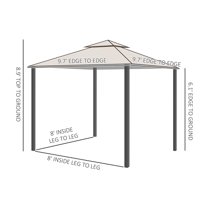 10 \\ 'x 10 \\' Outdoor-Terrassenpavillon-Pavillon-Baldachin-Zelt mit Maschen-Seitenwänden, 2-Tier-Baldachin für den Hinterhof, Beige