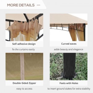 10 \\\\ \'x 10 \\\\\' Outdoor-Terrassenpavillon-Pavillon-Baldachin-Zelt mit Maschen-Seitenwänden, 2-Tier-Baldachin für den Hinterhof, Beige