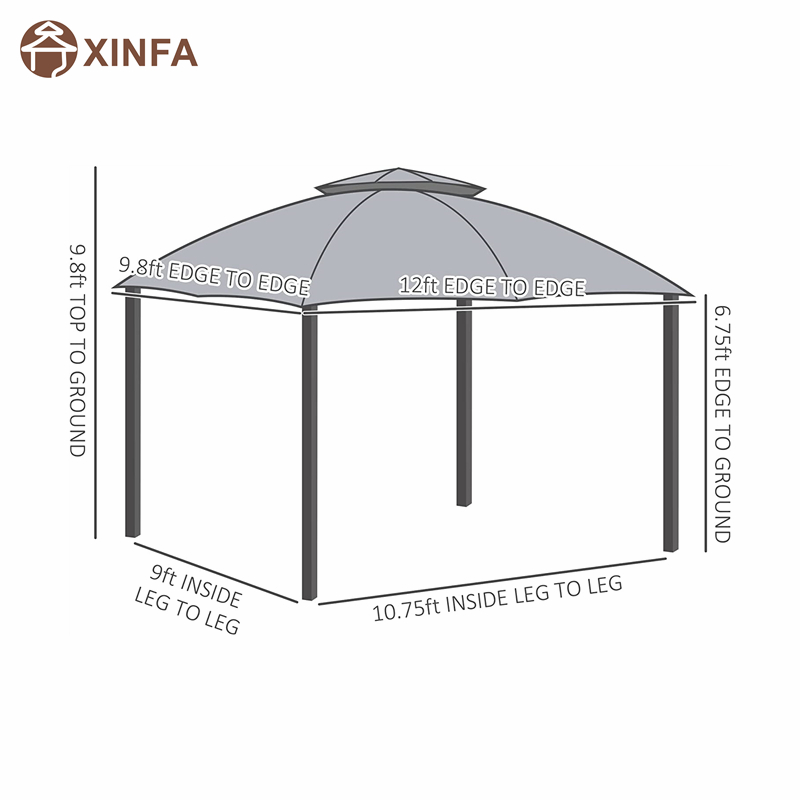 10 \\ 'x 12 \\' Outdoor Pavillon Terrasse Gavoon -Baldachin -Tierheim W/double Lüftungsdach, Reißverschluss -Netz Seitenwände, grau