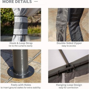 10 \\\\ \'x 12 \\\\\' Outdoor Pavillon Terrasse Gavoon -Baldachin -Tierheim W/double Lüftungsdach, Reißverschluss -Netz Seitenwände, grau