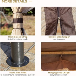 12 \\\\ \'x 10 \\\\\' 2-Level-Outdoor-Pavillon-Baldachin-Zelt für Terrasse mit Reißverschluss-Maschen-Seitenwänden, Beige