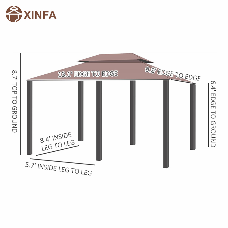 10 \\ 'x 13 \\' Outdoor Soft Top Pergola Pavillon mit Vorhängen, 2-stufiger Stahlrahmen Pavillon für Terrasse, Khaki