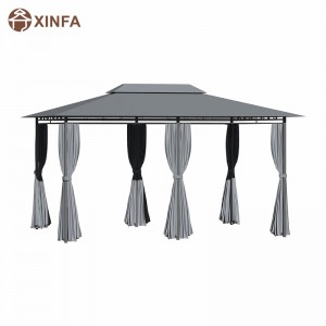 10 \\\\ \'x 13 \\\\\' 2-stufiger Stahlrahmen Pavillon für Terrasse Weiche Top Pavillebo Outdoor Pergola mit Vorhängen, Salbei grau