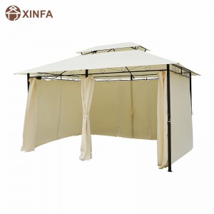10 \\\\ \'x 13 \\\\\' Outdoor Soft Top Gavebo Pergola mit Vorhängen, cremefarbener weißer 2-stufiger Stahlrahmenpavillon für Terrasse