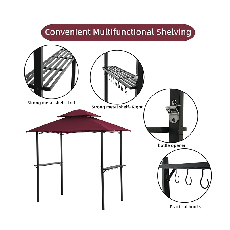 8 \\ 'x 5 \\' Canopy Top Grill Pavillon Außen -Terrasse Gazebo -Tierheim mit robustem Stahlrahmen, rot