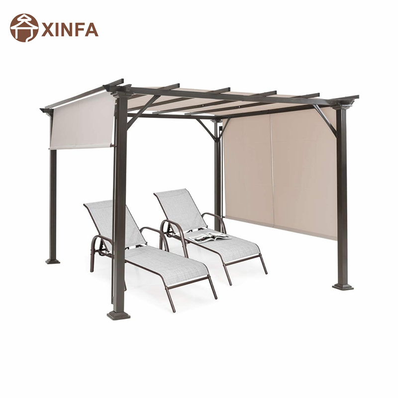 10 \\ 'x 10 \\' Outdoor -Pergola, Terrassenmöbel Schattenstruktur, Pergola -Pavillon im Freien mit einziehbaren Baldachinfarben