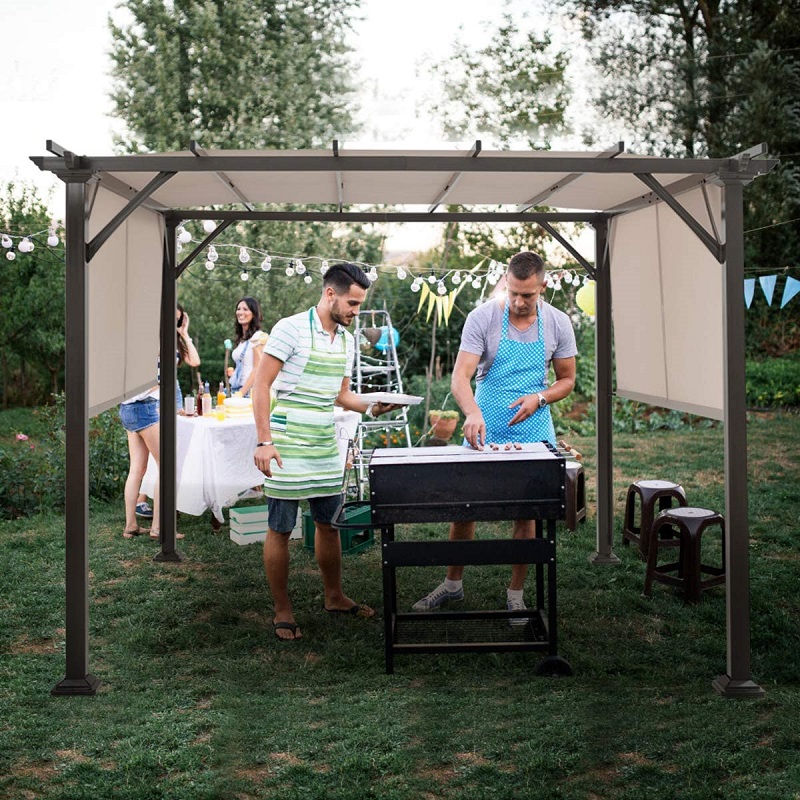 10 \\ 'x 10 \\' Outdoor -Pergola, Terrassenmöbel Schattenstruktur, Pergola -Pavillon im Freien mit einziehbaren Baldachinfarben