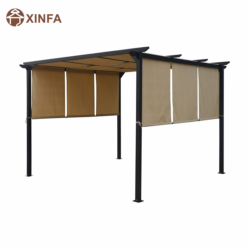 10 \\ 'x 10 \\' Outdoor Retractable Pergola Pavillon Tent Home Dione Outdoor Stahl gerahmt, braun