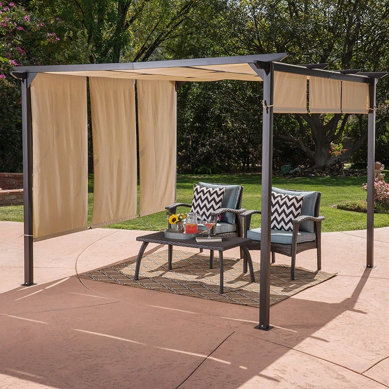 10 \\ 'x 10 \\' Outdoor Retractable Pergola Pavillon Tent Home Dione Outdoor Stahl gerahmt, braun